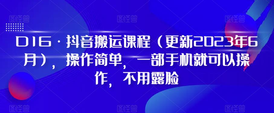 D1G·抖音搬运课程（更新2024年01月），操作简单，一部手机就可以操作，不用露脸-火柴小市场