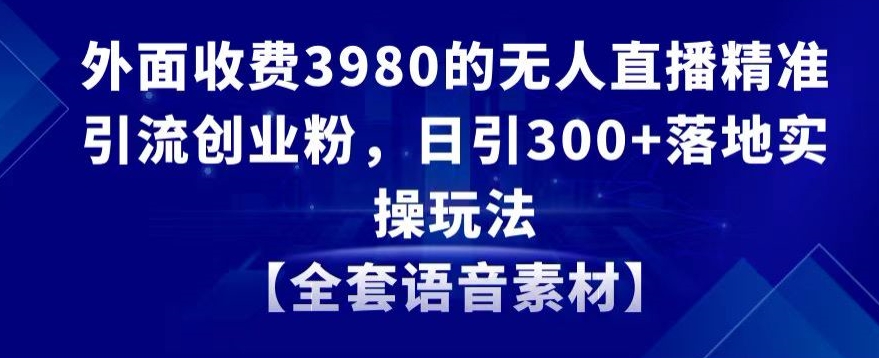 外面收费3980的无人直播精准引流创业粉，日引300+落地实操玩法【全套语音素材】【揭秘】-火柴小市场