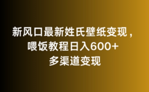 新风口最新姓氏壁纸变现，喂饭教程日入600+【揭秘】-火柴小市场