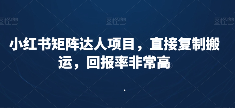 小红书矩阵达人项目，直接复制搬运，回报率非常高-火柴小市场