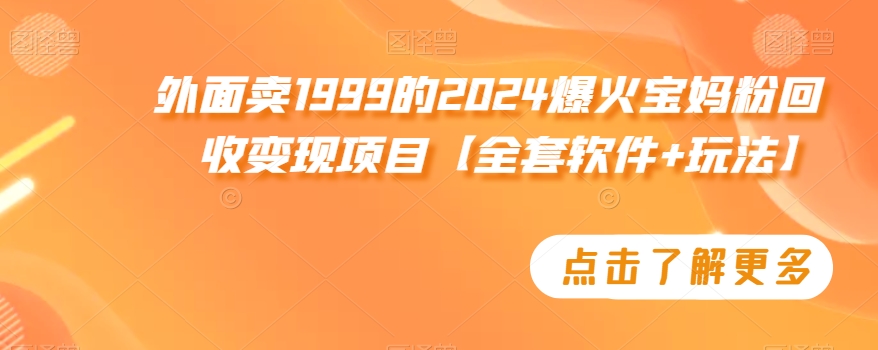 外面卖1999的2024爆火宝妈粉回收变现项目【全套软件+玩法】【揭秘】-火柴小市场