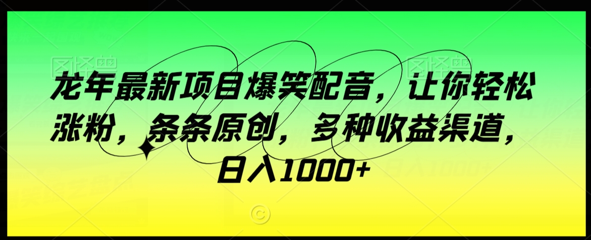 龙年最新项目爆笑配音，让你轻松涨粉，条条原创，多种收益渠道，日入1000+【揭秘】-火柴小市场