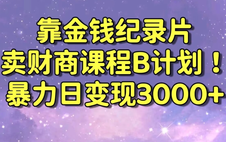 财经纪录片联合财商课程的变现策略，暴力日变现3000+，喂饭级别教学【揭秘】-火柴小市场