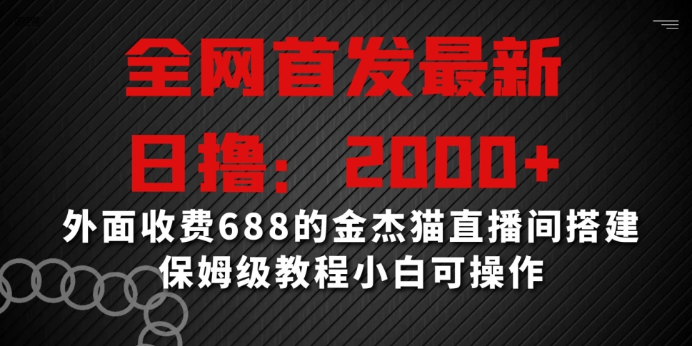 全网首发最新，日撸2000+，外面收费688的金杰猫直播间搭建，保姆级教程小白可操作【揭秘】-火柴小市场