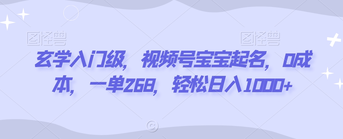 玄学入门级，视频号宝宝起名，0成本，一单268，轻松日入1000+【揭秘】-火柴小市场