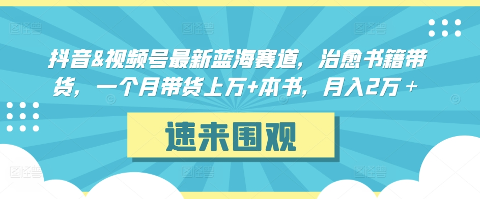 抖音&视频号最新蓝海赛道，治愈书籍带货，一个月带货上万+本书，月入2万＋【揭秘】-火柴小市场