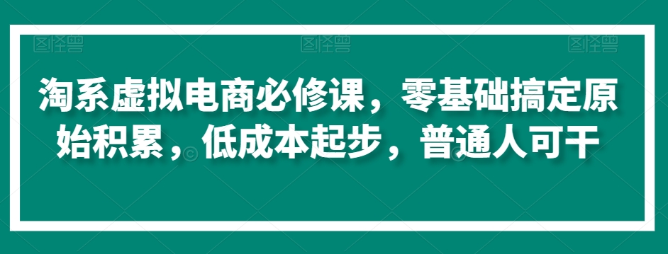 淘系虚拟电商必修课，零基础搞定原始积累，低成本起步，普通人可干-火柴小市场