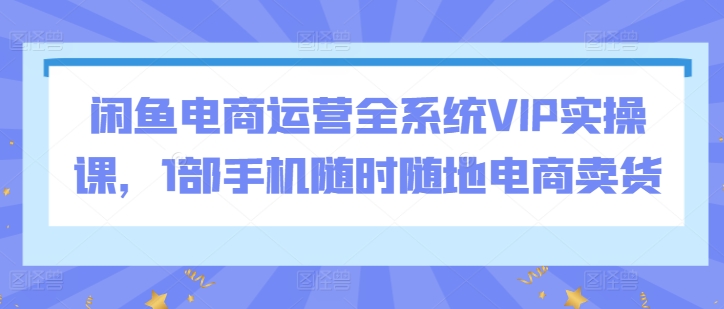 闲鱼电商运营全系统VIP实操课，1部手机随时随地电商卖货-火柴小市场