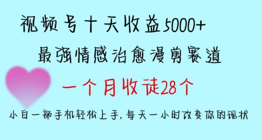 十天收益5000+，多平台捞金，视频号情感治愈漫剪，一个月收徒28个，小白一部手机轻松上手【揭秘】-火柴小市场