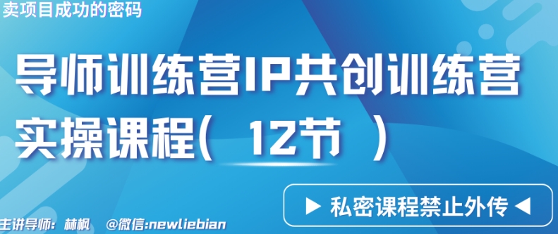 导师训练营3.0IP共创训练营私密实操课程（12节）-卖项目的密码成功秘诀【揭秘】-火柴小市场