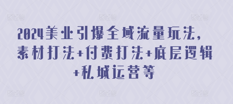 2024美业引爆全域流量玩法，素材打法 付费打法 底层逻辑 私城运营等-火柴小市场