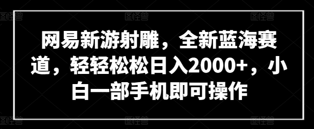 网易新游射雕，全新蓝海赛道，轻轻松松日入2000+，小白一部手机即可操作【揭秘】-火柴小市场