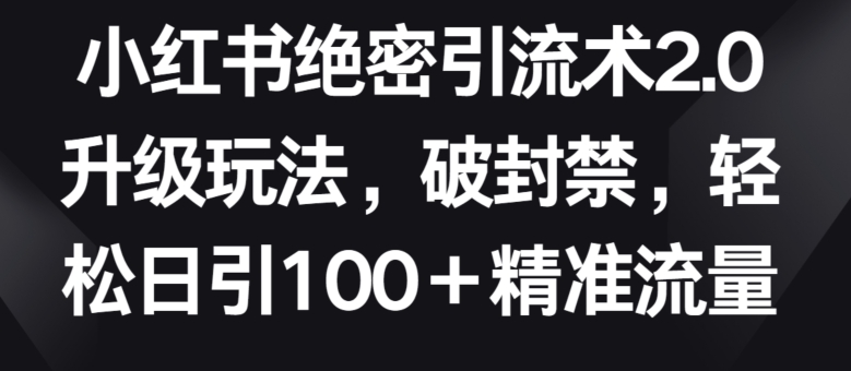 小红书绝密引流术2.0升级玩法，破封禁，轻松日引100+精准流量【揭秘】-火柴小市场