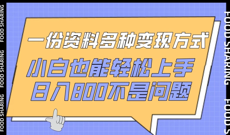 一份资料多种变现方式，小白也能轻松上手，日入800不是问题【揭秘】-火柴小市场