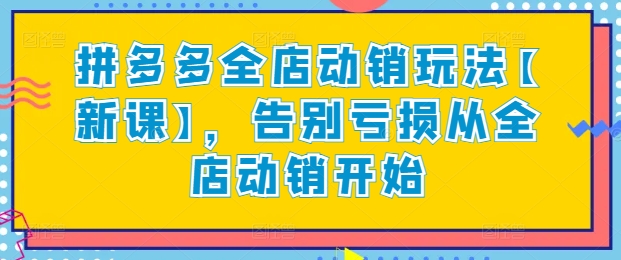 拼多多全店动销玩法【新课】，告别亏损从全店动销开始-火柴小市场