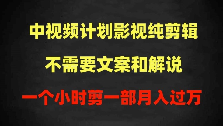 中视频计划影视纯剪辑，不需要文案和解说，一个小时剪一部，100%过原创月入过万【揭秘】-火柴小市场