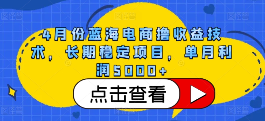 4月份蓝海电商撸收益技术，长期稳定项目，单月利润5000+【揭秘】-火柴小市场