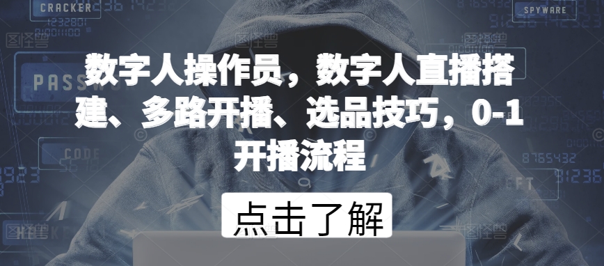 数字人操作员，数字人直播搭建、多路开播、选品技巧，0-1开播流程-火柴小市场