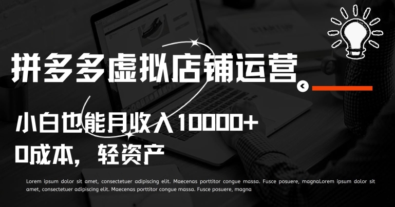 拼多多虚拟店铺运营小白也能月收入10000+【揭秘】-火柴小市场
