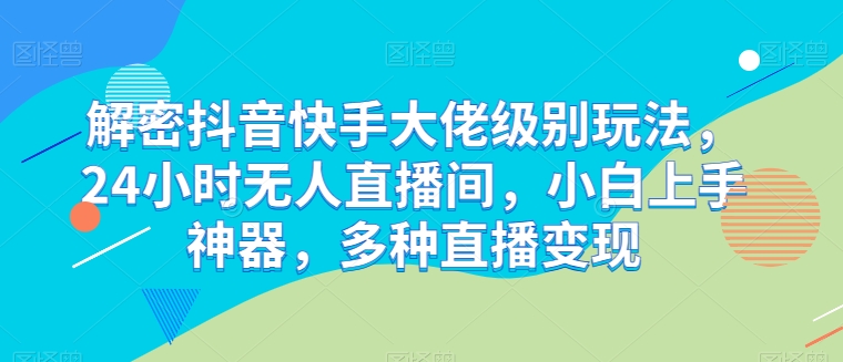 解密抖音快手大佬级别玩法，24小时无人直播间，小白上手神器，多种直播变现【揭秘】-火柴小市场