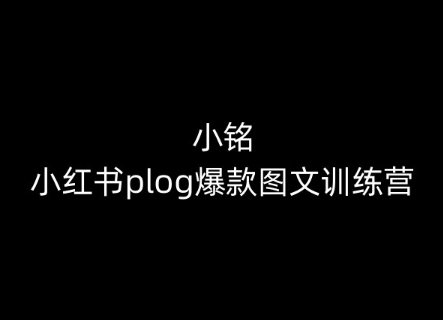 小铭-小红书plog爆款图文训练营，教你从0-1做小红书-火柴小市场