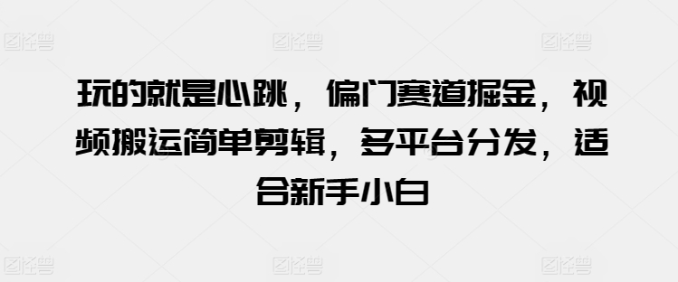 玩的就是心跳，偏门赛道掘金，视频搬运简单剪辑，多平台分发，适合新手小白【揭秘】-火柴小市场