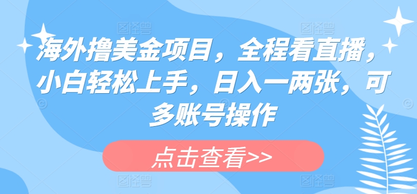 海外撸美金项目，全程看直播，小白轻松上手，日入一两张，可多账号操作【揭秘】-火柴小市场