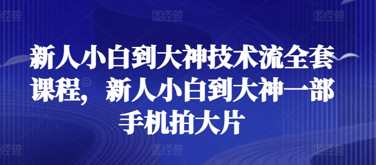 新人小白到大神技术流全套课程，新人小白到大神一部手机拍大片-火柴小市场