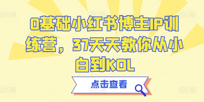 0基础小红书博主IP训练营，37天天教你从小白到KOL-火柴小市场