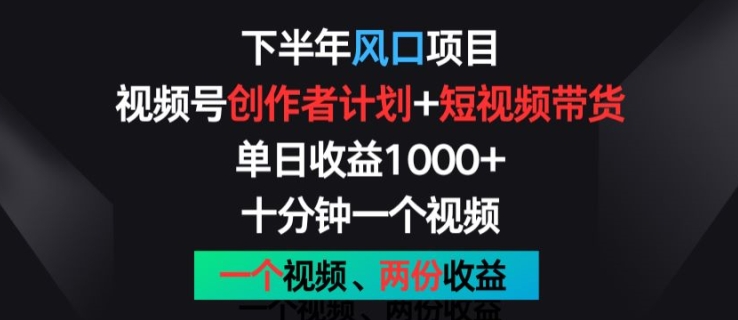 下半年风口项目，视频号创作者计划+视频带货，一个视频两份收益，十分钟一个视频【揭秘】-火柴小市场