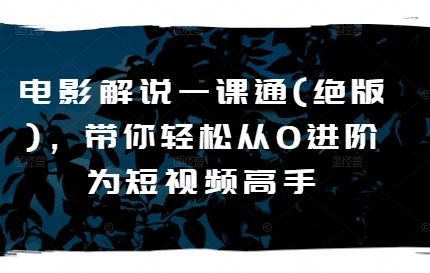 电影解说一课通(绝版)，带你轻松从0进阶为短视频高手-火柴小市场