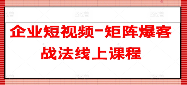 企业短视频-矩阵爆客战法线上课程-火柴小市场