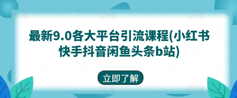 最新9.0各大平台引流课程(小红书快手抖音闲鱼头条b站)-火柴小市场
