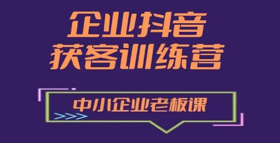 企业抖音营销获客增长训练营，中小企业老板必修课-火柴小市场