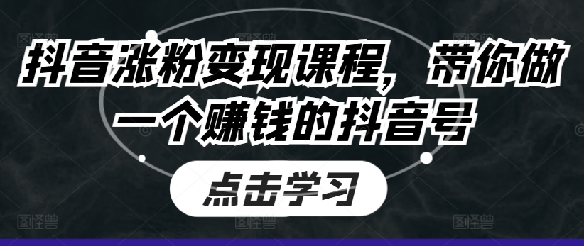 抖音涨粉变现课程，带你做一个赚钱的抖音号-火柴小市场