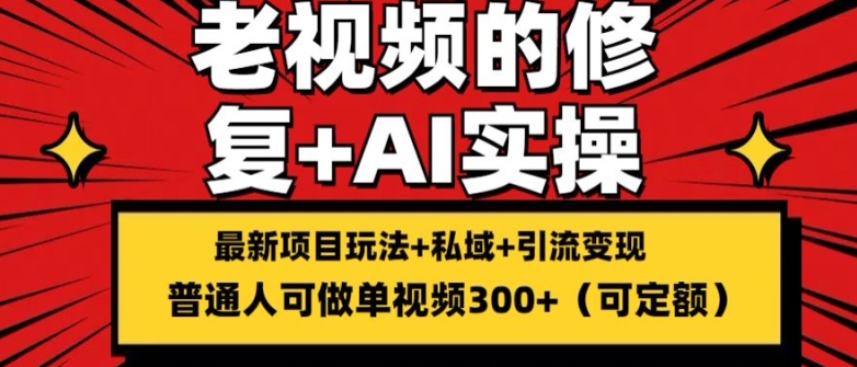 修复老视频的玩法，搬砖+引流的变现(可持久)，单条收益300+【揭秘】-火柴小市场