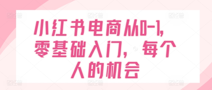 小红书电商从0-1，零基础入门，每个人的机会-火柴小市场