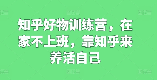知乎好物训练营，在家不上班，靠知乎来养活自己-火柴小市场