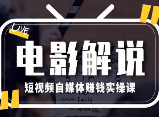 电影解说短视频自媒体赚钱实操课，教你做电影解说短视频，月赚1万-火柴小市场