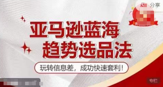 【训练营】亚马逊蓝海趋势选品法，玩转信息差，成功快速套利-火柴小市场