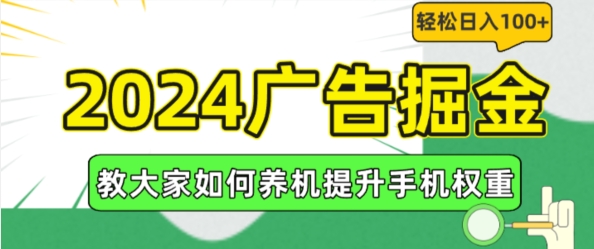 2024广告掘金，教大家如何养机提升手机权重，轻松日入100+【揭秘】-火柴小市场