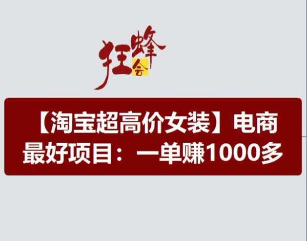 淘宝超高价女装项目，电商最好赛道，一单赚1000多-火柴小市场