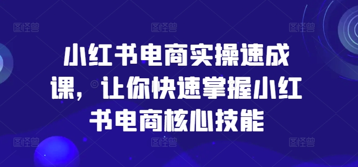 小红书电商实操速成课，让你快速掌握小红书电商核心技能-火柴小市场
