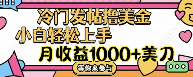 冷门发帖撸美金项目，月收益1000+美金，简单无脑，干就完了【揭秘】-火柴小市场