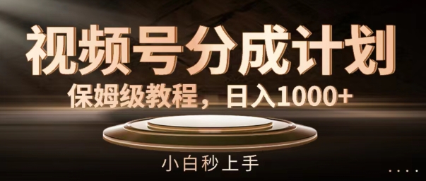 视频号分成计划保姆级教程，日入1K，小白秒上手【揭秘】-火柴小市场