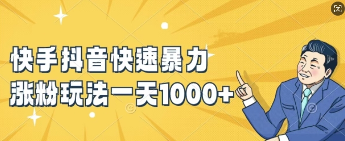 快手抖音快速暴力涨粉玩法，新手小白也能学会，一天1k+【揭秘】-火柴小市场