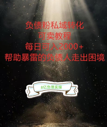 负债粉掘金计划，帮助负债者解决问题，债务规划，债务重组，最好的变现方式【揭秘】-火柴小市场