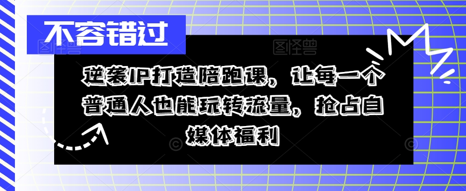 逆袭IP打造陪跑课，让每一个普通人也能玩转流量，抢占自媒体福利-火柴小市场