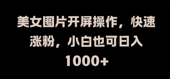 美女图片开屏操作，快速涨粉，小白也可日入1k【揭秘】-火柴小市场