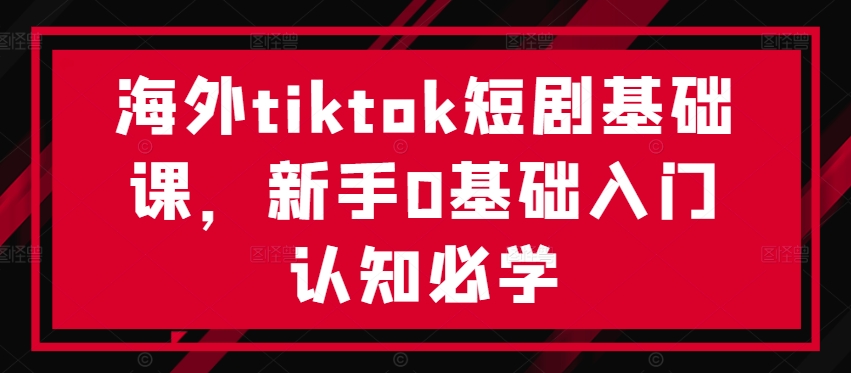 海外tiktok短剧基础课，新手0基础入门认知必学-火柴小市场